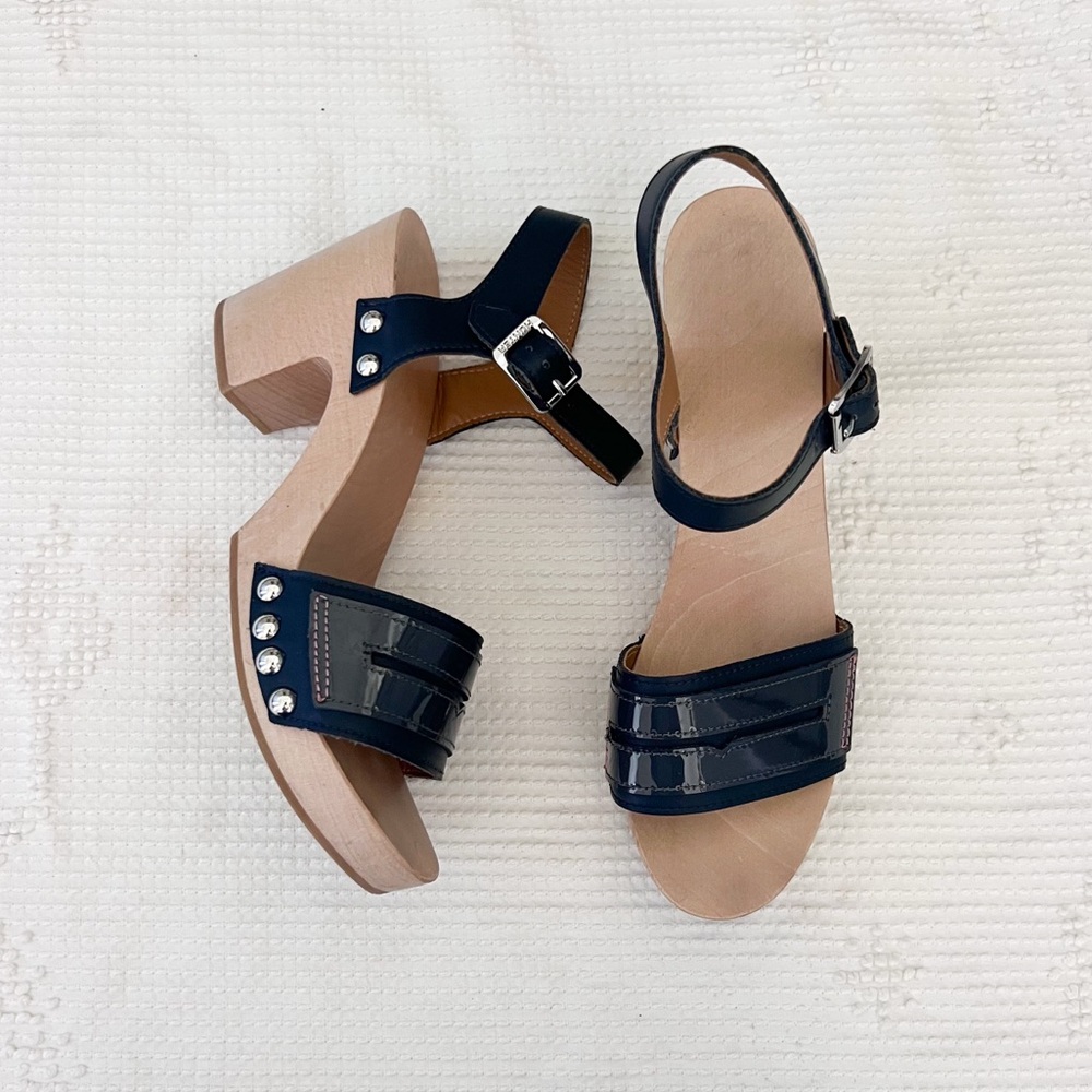 HUNTER Refined Penny Loafer Clog Navy Blue Sandals